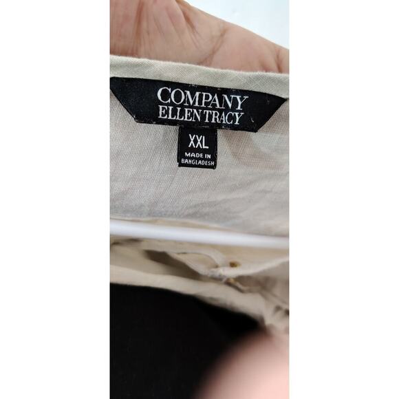 Ellen Tracy Linen Roll Tab Sleeve Tunic Top Size XXL Lace Up Neutral Sand Color - Picture 5 of 7